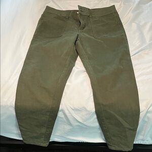 Olive Green Casual Cotton Trousers